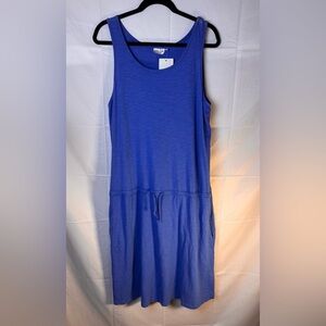 Prairie Cotton Woman’s Drop Waist Blue Sleeveless Dress